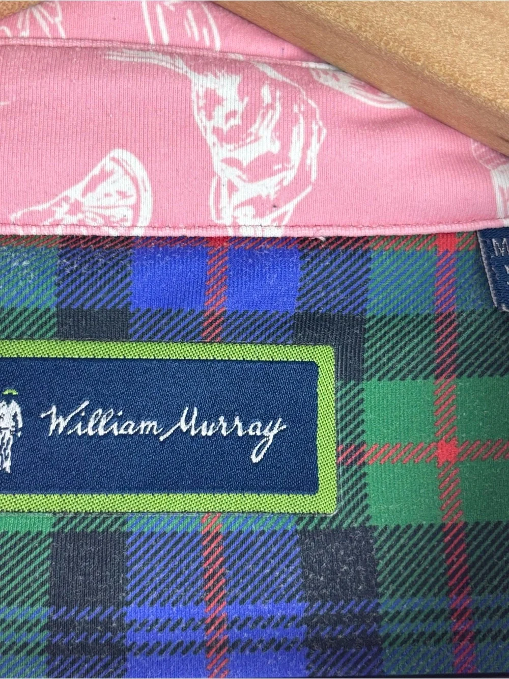 William Murray Shirt Men Medium Pink Minty Fresh Novelty Golf Polo